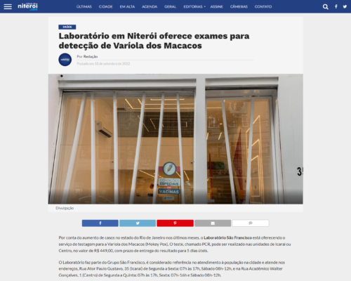 Laboratório em Niterói oferece exames para detecção de Varíola dos Macacos